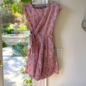 Maeve embroidered diver dress with side tie. Size 4